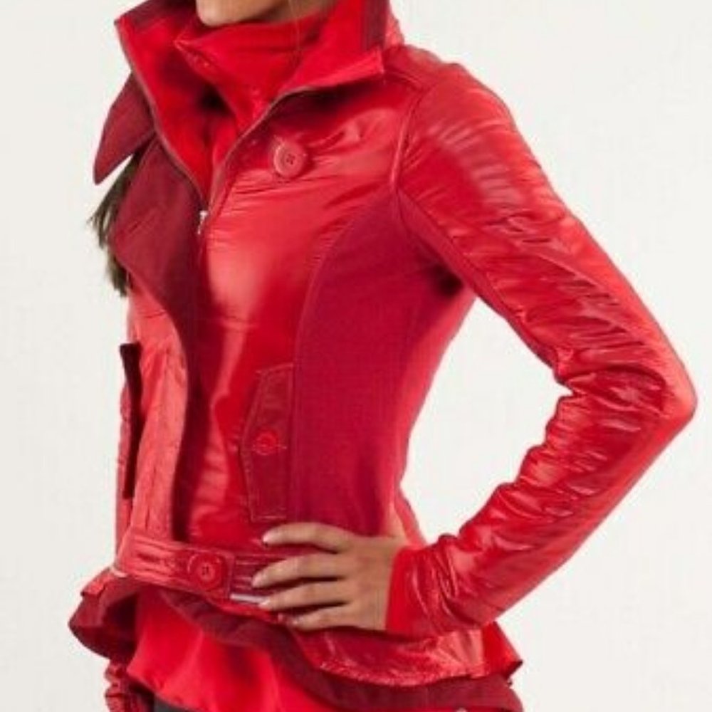 Lululemon Womens Red Power Pedal Peplum Ruffle Jacket